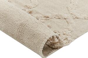 Dywan bawełniany tuftowany geometryczny w stylu boho 80 x 230 cm beżowy Tozlu Beliani