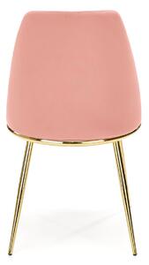 Różowe krzesło glamour welurowe na złotej podstawie - Gasso