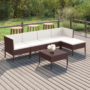 Zestaw Mebli Ogrodowych Komplet Wypoczynkowy Z Poduszkami 6-Częściowy Brązowy Rattan Na Taras Balkon Ogród