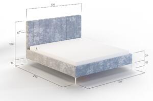 Łóżko tapicerowane Carolla 120x200 szare z drewnianym stelażem, glamour