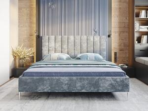 Łóżko tapicerowane Carolla 120x200 szare z drewnianym stelażem, glamour