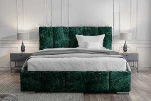 Łóżko tapicerowane zielone 140x200 Rekand z pojemnikiem oraz stelażem