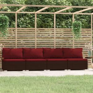 4-osobowa sofa ogrodowa z poduszkami, polirattan, brązowa