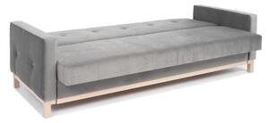 Trzyosobowa kanapa Luna z funkcją spania 197x110 szara tkanina z drewnianą podstawą