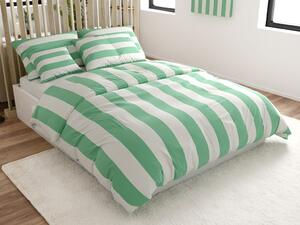 Pościel bawełniana STRIPES biało-zielona Rozmiar pościeli: 70 x 90 cm | 140 x 200 cm