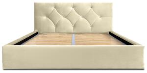 Łóżko tapicerowane 140x200 Sandi beżowy welur z pojemnikiem na pościel