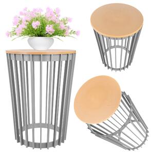 Kwietnik dwustronny Aytre 40 cm platynowy + blat naturalne drewno