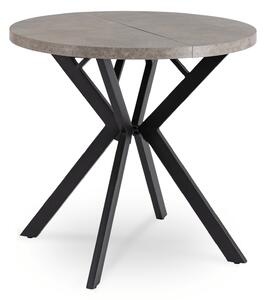 Stół Okrągły Rozkładany DORIAN 80-160 cm Beton/Czarny Nowoczesny Loft