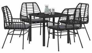 Zestaw Mebli Ogrodowych Komplet Jadalniany 5-Częściowy Czarny Rattan Do Restauracji