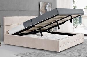 MebleMWM Łóżko tapicerowane z pojemnikiem SFG004 | 120x200 | Welur | Beżowy | OUTLET