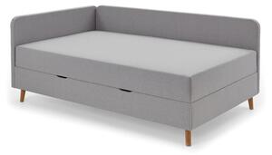 Jasnoszare tapicerowane łóżko jednoosobowe ze schowkiem 120x200 cm Cabana – Meise Möbel
