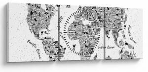 Obraz - Mapa piktogramów (z zegarem) (90x30 cm)
