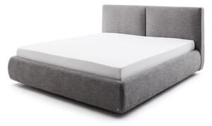 Ciemnoszare tapicerowane łóżko dwuosobowe ze schowkiem ze stelażem 180x200 cm Atesio – Meise Möbel