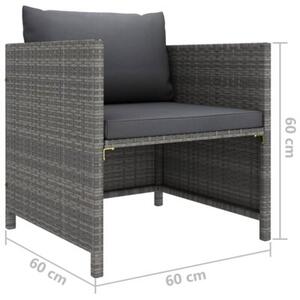 Zestaw Mebli Ogrodowych Komplet Wypoczynkowy Z Poduszkami 8-Częściowy Szary Rattan Na Taras Balkon Ogród