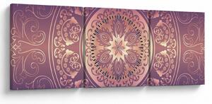 Obraz - Mandala na fioletowym gradiencie (z zegarem) (90x30 cm)