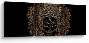 Obraz złotego Buddy (z zegarem) (90x30 cm)