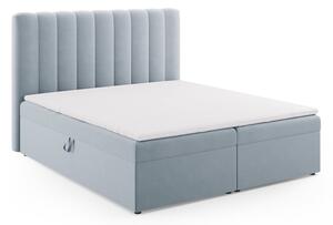 Jasnoniebieskie łóżko boxspring ze schowkiem 180x200 cm Gina – Milo Casa