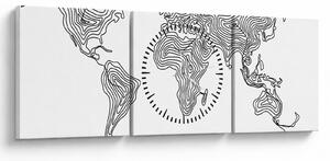 Obraz - Mapa w liniach (z zegarem) (90x30 cm)