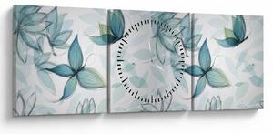Obraz - Niebieskie motyle (z zegarem) (90x30 cm)