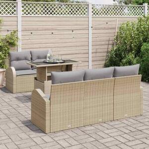 Zestaw Mebli Ogrodowych Komplet Wypoczynkowy Z Poduszkami 6-Częściowy Beżowy Rattan Na Taras Balkon Ogród