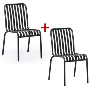 Metalowe krzesło bistro RIVA, 1+1 GRATIS, do użytku zewnętrznego, grafitowy