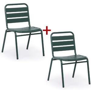 Metalowe krzesło bistro RENO, 1+1 GRATIS, do użytku zewnętrznego, zielony