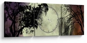 Obraz - Księżyc w pełni nad powierzchnią (z zegarem) (90x30 cm)