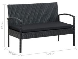 Zestaw Mebli Ogrodowych Komplet Wypoczynkowy Z Poduszkami 4-Częściowy Czarny Rattan Na Taras Balkon Ogród