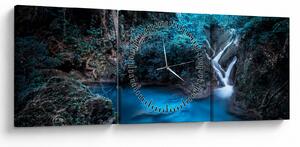 Obraz - Magiczna noc w tropikalnym lesie (z zegarem) (90x30 cm)
