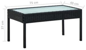 Zestaw Mebli Ogrodowych Komplet Wypoczynkowy Z Poduszkami 4-Częściowy Czarny Rattan Na Taras Balkon Ogród