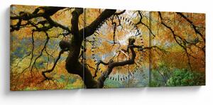 Obraz żółtego klonu japońskiego, Portland, Oregon (z zegarem) (90x30 cm)