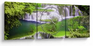 Obraz - Wodospady Huay Mae Khamin, Kanchanaburi, Tajlandia (z zegarem) (90x30 cm)