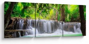 Obraz wodospadu w Kanchanaburi, Tajlandia (z zegarem) (90x30 cm)