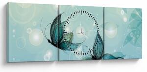 Obraz - Niebieskie motyle (z zegarem) (90x30 cm)