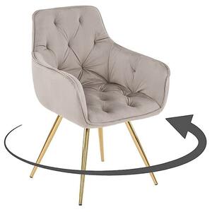 EMWOmeble Krzesło Glamour obrotowe DC-0084-3 welur / beż #7 / złote nogi