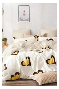 Żółta pościel dwuosobowa z bawełny renforcé z prześcieradłem 200x220 cm Double Heart – Mila Home