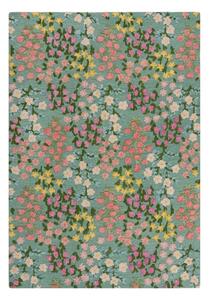 Miętowy wełniany dywan tkany ręcznie 160x230 cm Emilia Floral – Flair Rugs