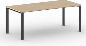 Stół konferencyjny do biura PRIMO INFINITY, 200x90 cm, czarna podstawa, buk