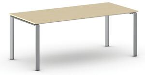 Stół konferencyjny do biura PRIMO INFINITY, 200x90 cm, szaro-srebrna podstawa, brzoza
