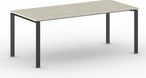 Stół konferencyjny do biura PRIMO INFINITY, 200x90 cm, czarna podstawa, dąb naturalny