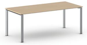 Stół konferencyjny do biura PRIMO INFINITY, 200x90 cm, szaro-srebrna podstawa, buk