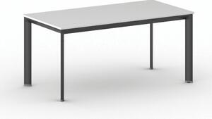 Stół konferencyjny do biura PRIMO INVITATION, 160x80 cm, czarna podstawa, biały