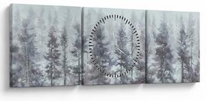 Obraz - Pine forest II, aquarel (z zegarem) (90x30 cm)