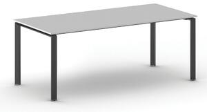Stół konferencyjny do biura PRIMO INFINITY, 200x90 cm, czarna podstawa, szary