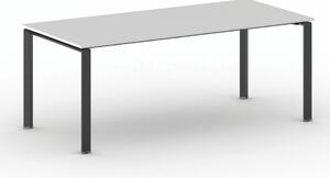 Stół konferencyjny do biura PRIMO INFINITY, 200x90 cm, czarna podstawa, biały