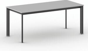 Stół konferencyjny do biura PRIMO INVITATION, 180x80 cm, czarna podstawa, szary