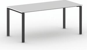 Stół konferencyjny do biura PRIMO INFINITY, 180x90 cm, czarna podstawa, biały