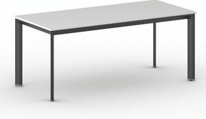 Stół konferencyjny do biura PRIMO INVITATION, 180x80 cm, czarna podstawa, biały