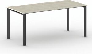 Stół konferencyjny do biura PRIMO INFINITY, 180x90 cm, czarna podstawa, dąb naturalny