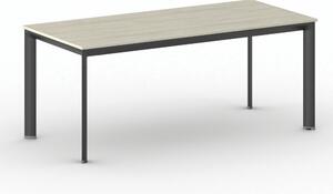 Stół konferencyjny do biura PRIMO INVITATION, 180x80 cm, czarna podstawa, dąb naturalny